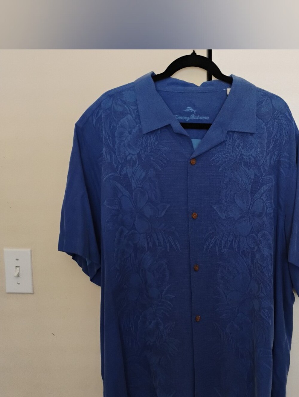 Tommy Bahama Deep Blue Textured Floral Camp Shirt